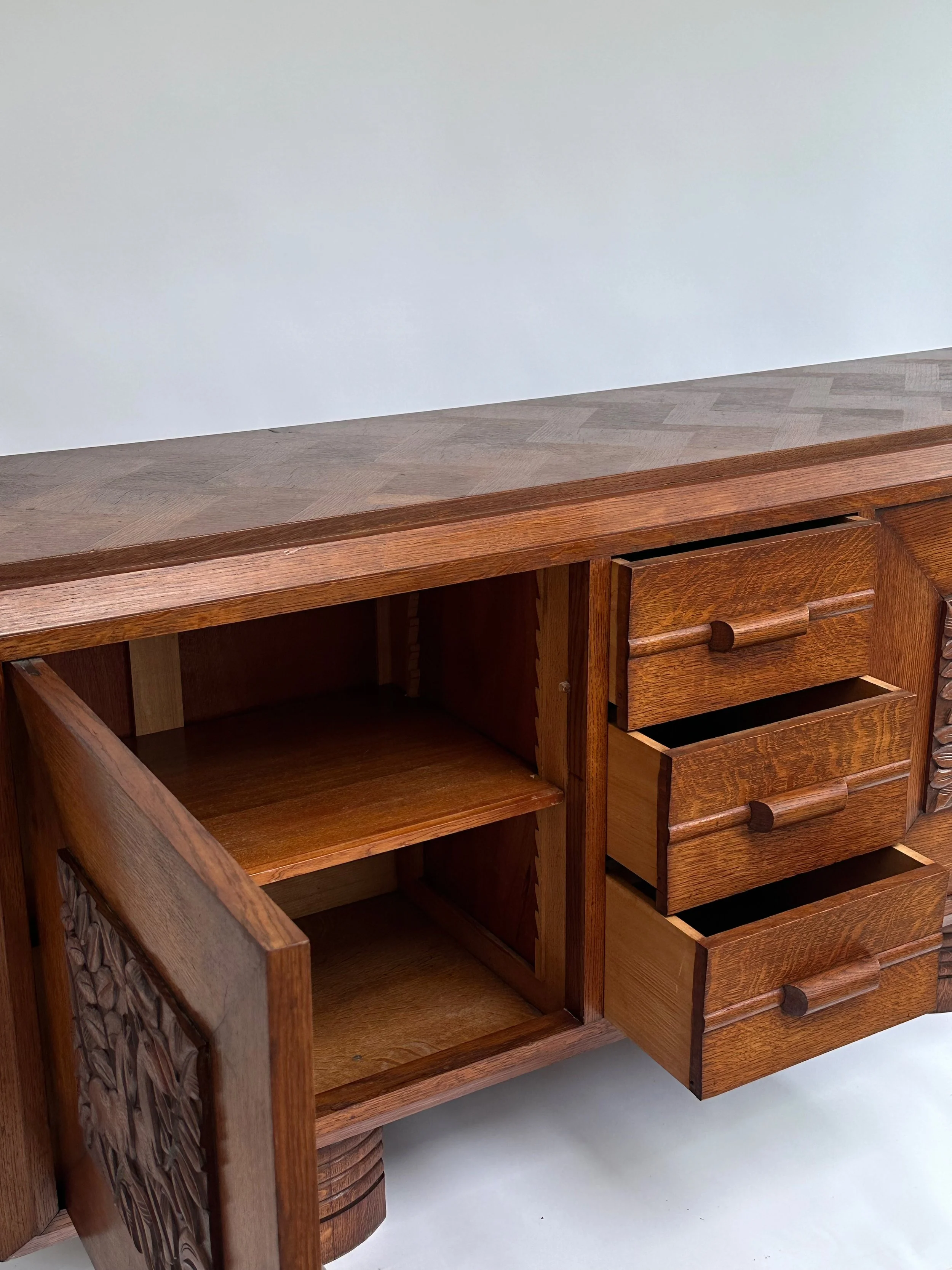 1940's Art Deco Credenza in oak — ANTWERP STUDIO